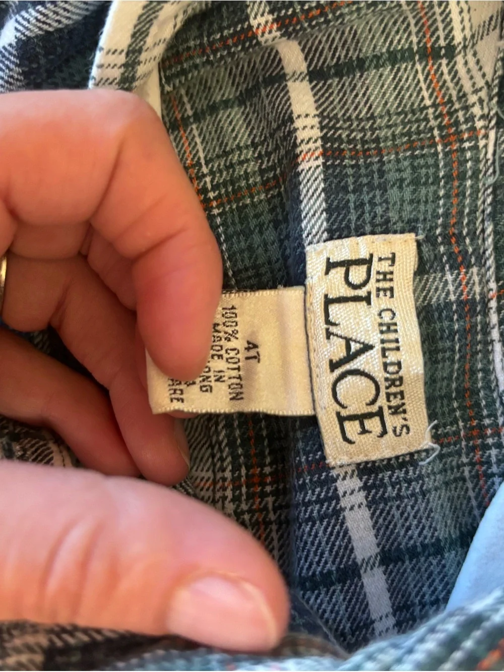The Children's Place Green and White Plaid Button-Down Shirt